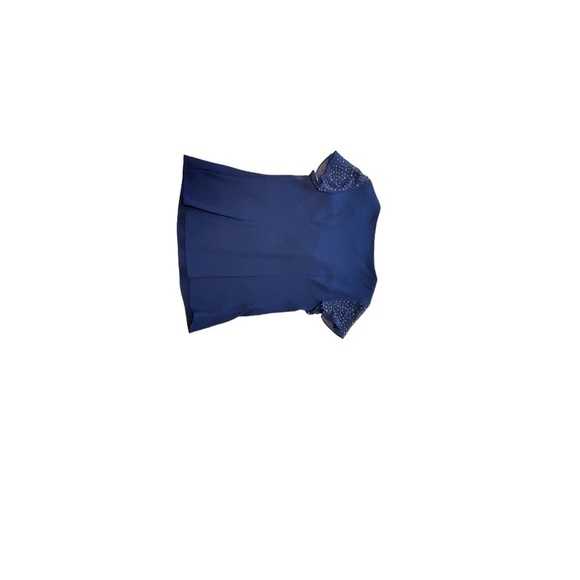 S.L. FASHIONS WOMENS NAVY BLUE SEQUINED ACCENTED 2-PC BLOUSE & SKIRT DRESS, 14 - Picture 7 of 9